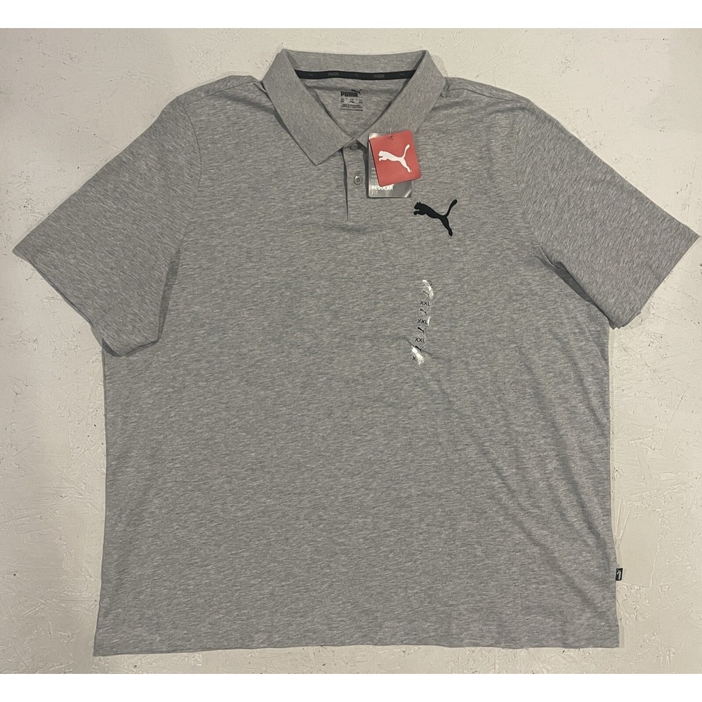 PUMA Essentials Jersey Polo Shirt Cotton Heather Gray 584941-03‎ Regular Fit 2XL